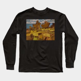 Dungeness Beach Fishing Boats Kent Long Sleeve T-Shirt